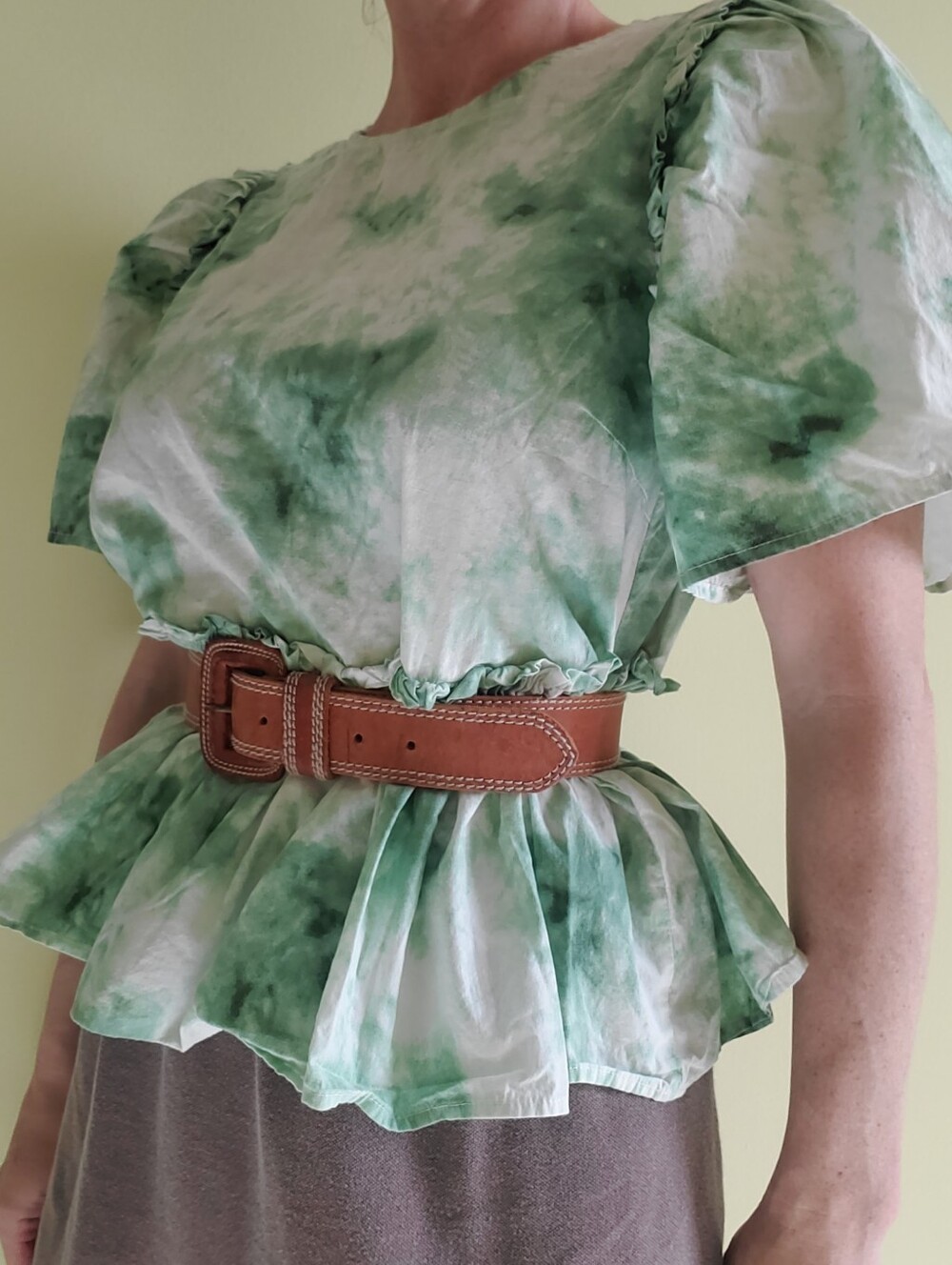 3/$25 100% Cotton Tye Dye Peplum Blouse Sz L